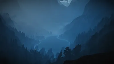 Dark Minimalist Artistic Landscape Mountain Nature Wallpaper 4K 3840x2160 Dark, Minimalist, Artistic, Landscape, Of, A, Mountain, Valley, Shrouded, Clouds, Rendered, Ultra, Brown, Ultrawide, 4k