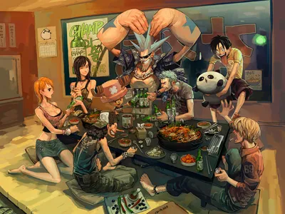 Characters Anime One Piece Enjoying Abstract Wallpaper 4K 1598x1198 Meal, Landscape
