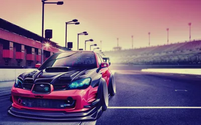 Dark Subaru Wallpaper Abstract Wallpaper 4K 2560x1600 A, Striking, Subaru, Impreza, With, Custom, Tuning, Design, Displayed, Racetrack, Under, Vibrant, Gray, Ultrawide, QHD