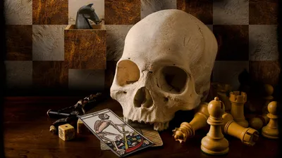 Dark Themed Skull Surrounded Chess Cars Wallpaper 4K 1918x1078 Dark-themed, Ultrawide