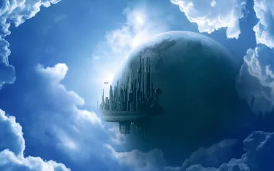 Vivid Fantasy Wallpaper Space Wallpaper 4K 1920x1200 Fantasy, City, With, Towering, Spires, Floating, Among, Clouds, Against, Massive, Planet, Backdrop, Pink, Gray, White, Ultrawide, Full HD