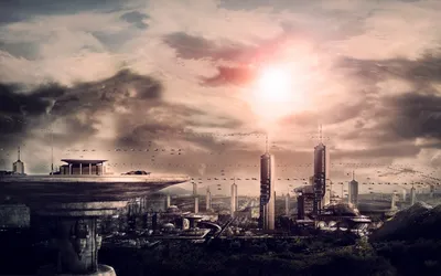 Sci Cityscape Futuristic Buildings World Wallpaper 4K 1920x1200 Hd, Sci-fi, Cityscape, With, Futuristic, Buildings, Under, A, Glowing, Sky, Captured, Detailed, White, Gray, Ultrawide, Full HD