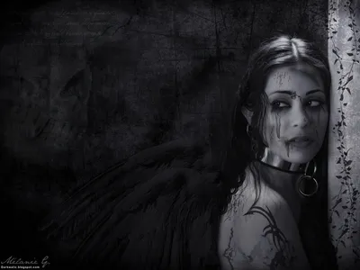 Dreamy Dark Wallpaper Black/Dark Wallpaper 4K 3200x2400 A, Dark, Angel, Emerges, From, The, Shadows, Adorned, Intricate, Tattoos, Wings, Creating, Gray, Landscape, QHD