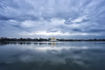Vivid Cloudy Wallpaper Nature Wallpaper 4K 5507x3673 Cloudy, Sunrise, At, The, Jefferson, Memorial, By, Angela, Pan, Gray, Landscape, 4k