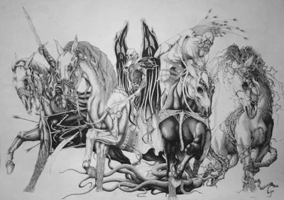 Depicting Dark Intricately Drawn Animals Wallpaper 4K 2000x1413 Hd, Desktop, Wallpaper:, Depicting, A, Dark, Intricately, Drawn, Scene, Warriors, Known, Horde, White, Gray, Landscape, Full HD
