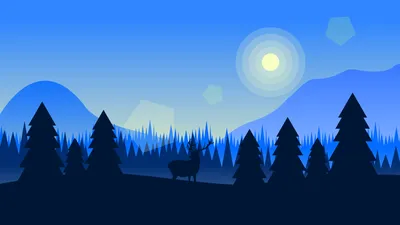 Artistic Minimalist Serene Nature Wallpaper 4K 1918x1078 Deer, Blue, Ultrawide