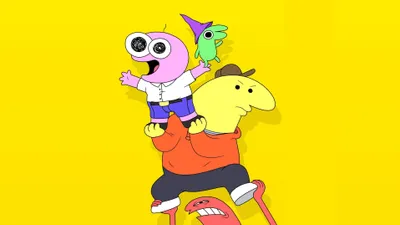 Smiling Friends Cartoon Cars Wallpaper 4K 3838x2158 Trio, Ultrawide, QHD