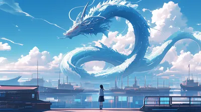 Serene Anime Person Staring World Wallpaper 4K 2912x1632 A, Serene, Anime-style, Hd, Wallpaper, Featuring, Person, Staring, Majestic, Blue, Dragon), Swirling, White, Green, Pink, Ultrawide, QHD