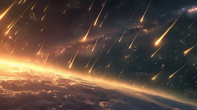 Meteor Shower Earth Nature Wallpaper 4K 2912x1632 Stunning, Hd, Desktop, Wallpaper, Of, Meteor, Shower, Over, Earth, 039, Horizon, Glowing, Brown, Purple, Ultrawide, QHD