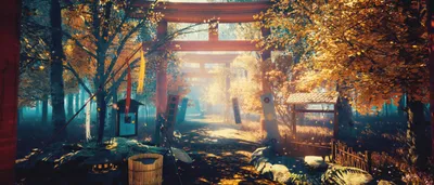 Dark Oriental Wallpaper Fantasy Wallpaper 4K 5124x2187 Hd, Desktop, Wallpaper, Featuring, A, Beautiful, Oriental, Shinto, Shrine, Path, Japan, Bathed, Gray, Ultrawide, 4k