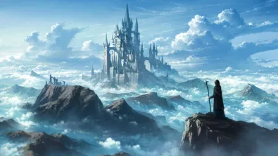 Misty Majestic Wallpaper Nature Wallpaper 4K 2848x1600 A, Majestic, Fantasy, Castle, Rises, Above, The, Clouds, Nestled, Among, Soaring, Mountain, Pink, White, Gray, Ultrawide, QHD