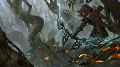 Crisp Woman Wallpaper Fantasy Wallpaper 4K 3840x2160 A, Woman, Warrior, Archer, In, Fantasy, Forest, Holding, Bow, Ready, Shoot, Desktop, Gray, Ultrawide, 4k
