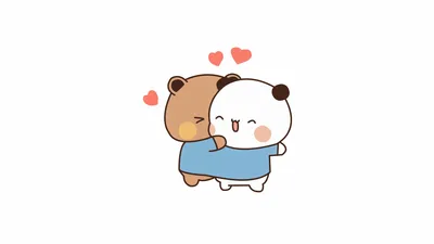 Misty Minimalist Wallpaper Minimal Wallpaper 4K 3840x2160 Minimalist, Kawaii, Milk, And, Mocha, Bears, Hugging, With, Hearts, White, Bear, Brown, Gray, Ultrawide, 4k
