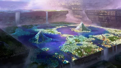Sci City Glowing Nature Wallpaper 4K 1920x1080 Hd, Pc, Desktop, Wallpaper/background:, Of, A, Sci-fi, City, Glowing, Tiered, Island-cities, Gray, White, Ultrawide, Full HD