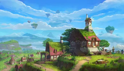 Fantasy City Sunlit Hilltop Fantasy Wallpaper 4K 1920x1100 Hd, Pc, Desktop, Wallpaper, Of, A, Fantasy, City, Sunlit, Hilltop, Cottages, Yellow, Pink, Ultrawide, Full HD