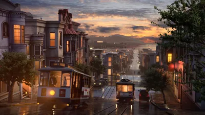 San Francisco Guy Abstract Wallpaper 4K 1920x1080 San, Francisco, By, Guy, Iltis, Gray, Ultrawide, Full HD