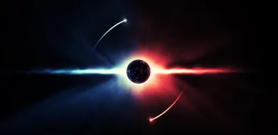Abstract Sci Dark Planet Space Wallpaper 4K 4096x2000 Abstract, Sci-fi, Hd, Desktop, Wallpaper, Featuring, A, Dark, Planet, Center, Glowing, Blue, White, Ultrawide, 4k