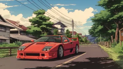 Anime Inspired Red Cars Wallpaper 4K 3838x2151 Anime-inspired, Road, Ultrawide, QHD