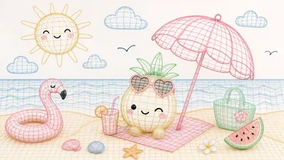 Cute Summer Kawaii Pineapple Nature Wallpaper 4K 3838x2158 Ultrawide, QHD