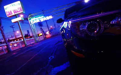 Photography Sleek Car Near Neon Cars Wallpaper 4K 1918x1198 Dark Blue, Near, Neon-lit, Ultrawide
