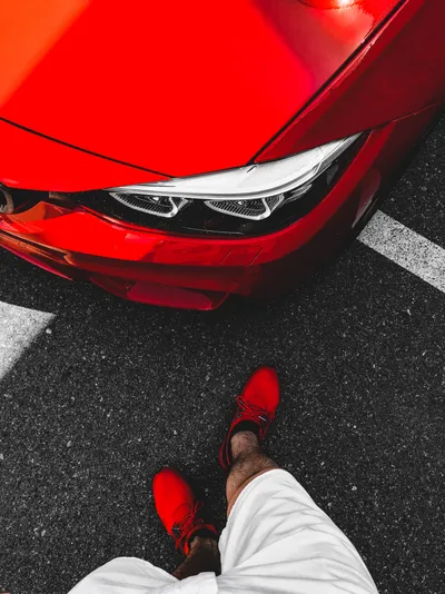 Man Red Shoes Standing Cars Wallpaper 4K 3022x4030 Portrait, QHD