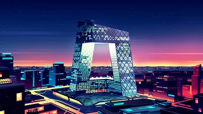 Artistic Minimalist Futuristic Geometrically Building World Wallpaper 4K 2558x1438 Full HD, Ultrawide