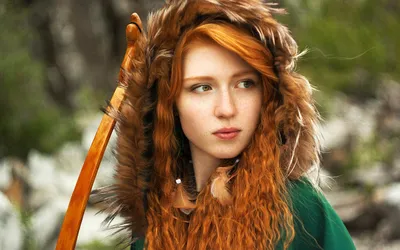 Woman Red Hair Fur Abstract Wallpaper 4K 2558x1598 Hair, Fur-lined, Hood, Full HD, Ultrawide