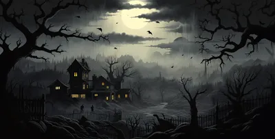 Dark Atmospheric Art Haunted Nature Wallpaper 4K 5118x2598 Moon, Ultrawide, 4k