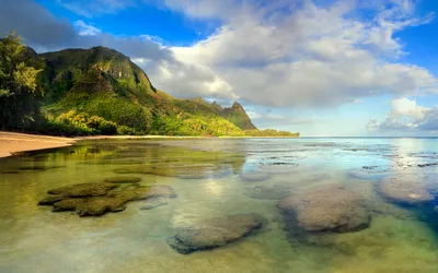 Tunnels Beach Kauai Hawaii Serene Nature Wallpaper 4K 1920x1200 Hd, Wallpaper, Of, Tunnels, Beach, Kauai, Hawaii, Featuring, Serene, Coastline, Clear, Ocean, Gray, Ultrawide, Full HD