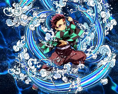 Golden Tanjiro Wallpaper Abstract Wallpaper 4K 4902x3921 Tanjiro, Kamado, From, Demon, Slayer:, Kimetsu, No, Yaiba, Stands, Amidst, Swirling, White, Gray, Square, 4k
