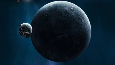 Dark Captivating Wallpaper Space Wallpaper 4K 1920x1080 A, Captivating, Hd, Desktop, Wallpaper, Featuring, Vast, Planet, Surrounded, Smaller, Celestial, Bodies, Gray, Brown, Ultrawide, Full HD