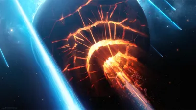 Sci Depicting Fiery Space Wallpaper 4K 1920x1080 Hd, Sci-fi, Desktop, Wallpaper, Depicting, A, Fiery, Collision, Cracked, Planet, Space, Bright, White, Ultrawide, Full HD