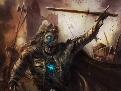 Dreamy Dark Wallpaper Fantasy Wallpaper 4K 1440x1079 Dark, Fantasy, Scene, Of, A, Haunting, Warrior, With, Glowing, Blue, Eyes, Chest, White, Gray, Landscape