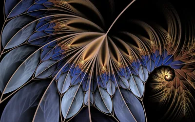 Abstract Fractal Design Abstract Wallpaper 4K 1920x1200 An, Intricate, Abstract, Fractal, Design, Featuring, Flowing, Shapes, Shades, Blue, Gold, Creating, Brown, Ultrawide, Full HD