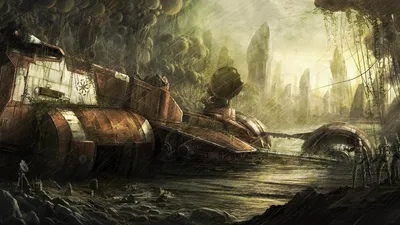 Sci Star Wars Space Wallpaper 4K 1920x1080 Hd, Sci-fi, Star, Wars, Desktop, Wallpaper, Depicting, A, Crashed, Spaceship, Misty, Swamp-like, Gray, Ultrawide, Full HD
