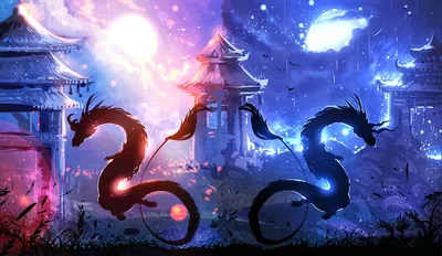 Radiant Two Wallpaper Fantasy Wallpaper 4K 1920x1113 Hd, Pc, Desktop, Wallpaper, Featuring, Two, Fantasy, Dragons, Glowing, Vibrant, Red, Blue, White, Ultrawide, Full HD