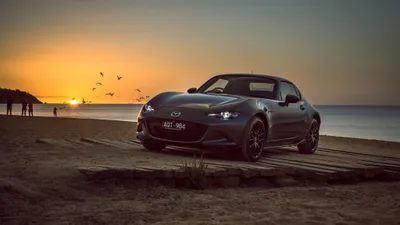 Mazda Sports Car Beach Sunrise Nature Wallpaper 4K 4096x2304 A, Mazda, Mx-5, Sports, Car, Parked, On, Beach, Sunrise, Captured, Ultra, Ocean, Gray, Ultrawide, 4k