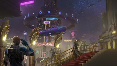 Neon Lit Sci Space Wallpaper 4K 1920x1080 Hd, Pc, Desktop, Wallpaper, Of, A, Neon-lit, Sci-fi, City, Towering, Circular, Megastructure, Gray, Ultrawide, Full HD