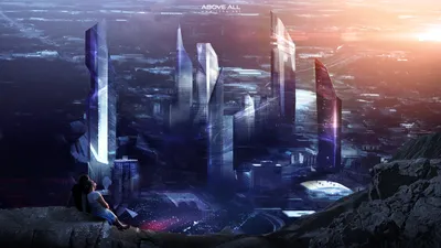 Sci City Towering Luminous Skyscrapers World Wallpaper 4K 1920x1080 Hd, Pc, Desktop, Wallpaper, Of, A, Sci-fi, City, Towering, Luminous, Skyscrapers, White, Gray, Ultrawide, Full HD