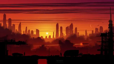 Sci City Skyline Sunset World Wallpaper 4K 1920x1080 Hd, Pc, Desktop, Wallpaper/background:, A, Sci-fi, City, Skyline, Sci, Sunset, Towering, Futuristic, Red, Brown, Ultrawide, Full HD