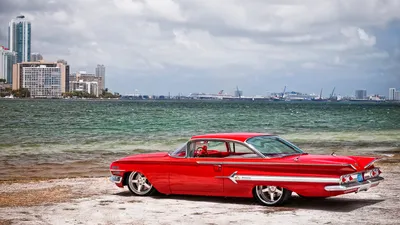 Calm Classic Wallpaper World Wallpaper 4K 1920x1080 Hd, Desktop, Wallpaper, Featuring, A, Classic, Red, Car, Parked, Waterfront, City, Buildings, White, Ultrawide, Full HD