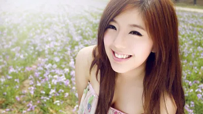 Bold Young Wallpaper Nature Wallpaper 4K 1920x1080 A, Young, Asian, Woman, Smiling, In, Field, Purple, Flowers, Clear, Vibrant, Making, White, Ultrawide, Full HD