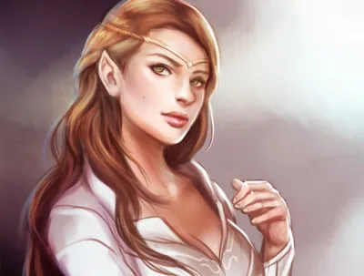 Golden Fantasy Wallpaper Fantasy Wallpaper 4K 2080x1576 Fantasy, Artwork, Of, An, Elf, With, Long, Brown, Hair, Hazel, Eyes, Detailed, White, Gray, Landscape, Full HD