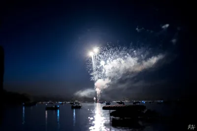 Black Fireworks July 4th Black/Dark Wallpaper 4K 3838x2558 July 4th, Lake Michigan, Boat, Ultrawide, QHD