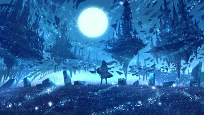 Floating Castle Anime Guitar Space Wallpaper 4K 2198x1236 Floating Castle, Moon, Musical Instrument, Full HD, Ultrawide