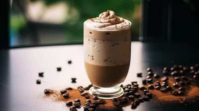 Radiant Delicious Wallpaper Abstract Wallpaper 4K 2912x1632 A, Delicious, Milkshake, Topped, With, Whipped, Cream, Surrounded, Coffee, Beans, Cocoa, Powder, White, Ultrawide, QHD