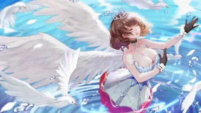 Angel Cleavage Birds Animals Wallpaper 4K 5998x3374 Closed Eyes, Big Boobs, Ultrawide, 4k