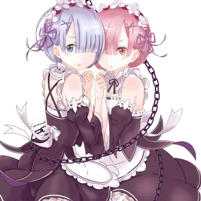 Bright Anime Wallpaper Abstract Wallpaper 4K 2046x2046 Short Hair, Blue Hair, Pink Hair, Maid, Maid Outfit, Full HD, Square
