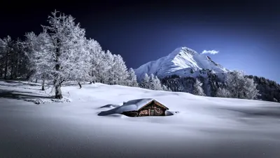 Serene Winter Landscape Nature Wallpaper 4K 3840x2160 Hd, Wallpaper, Of, A, Serene, Winter, Landscape, Featuring, Small, House, Covered, Snow, White, Ultrawide, 4k