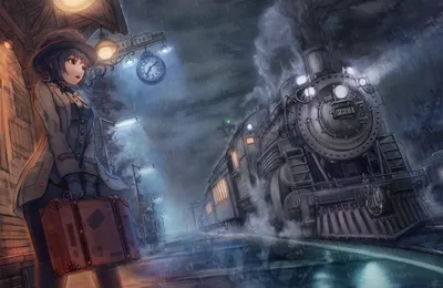 Anime Train Station Rain Clock Abstract Wallpaper 4K 2769x1800 Anime-style, Hd, Desktop, Wallpaper, Of, A, Train, Station, Under, Rain, Clock, Hangs, Gray, Brown, Ultrawide, QHD